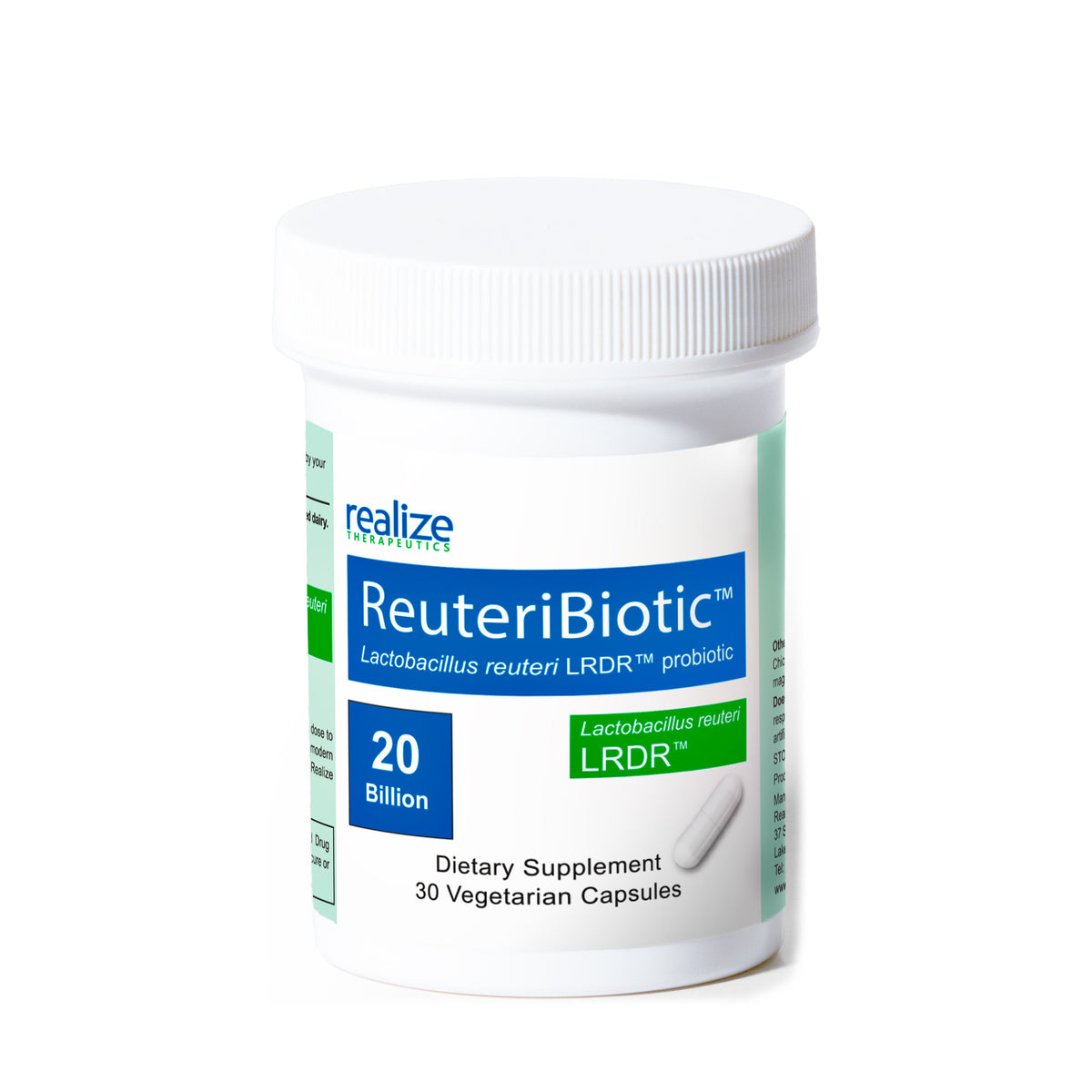 ReuteriBiotic 20 Billion bottle, front view, shown at shared scale with the other products